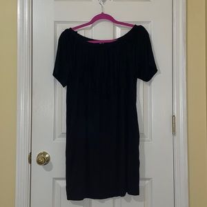 off the shoulder black dress